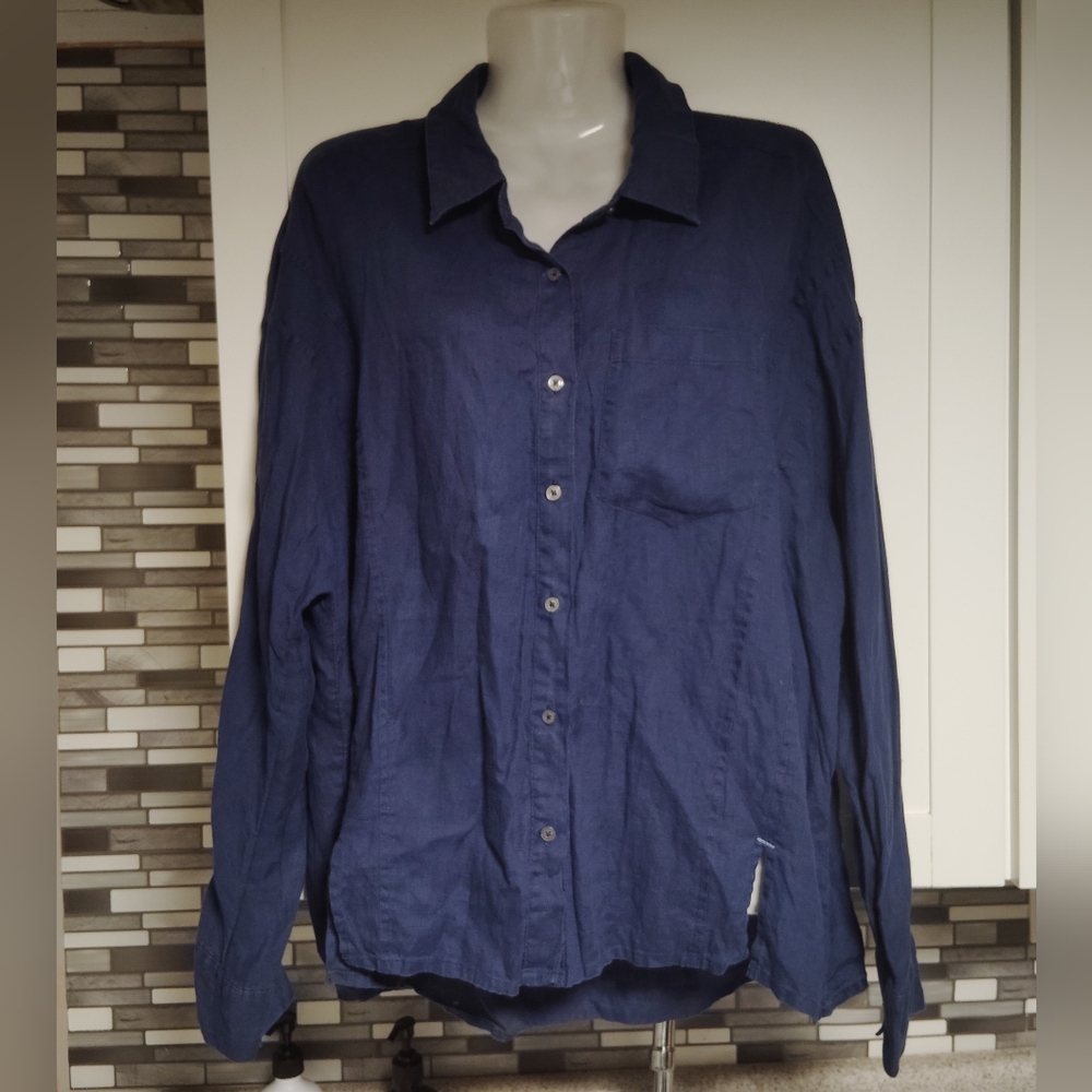 Vineyard Vines 100% Linen Button Up Top Sz-4